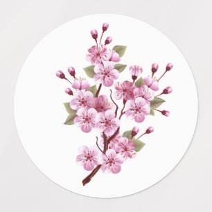 Pink Sakura on Painting Background Kids' Labels