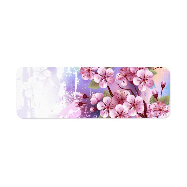 Pink Sakura on Painting Background Label (Front)