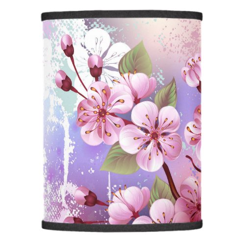 Pink Sakura on Painting Background Lamp Shade