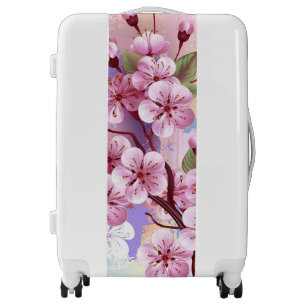 Pink Sakura on Painting Background Luggage