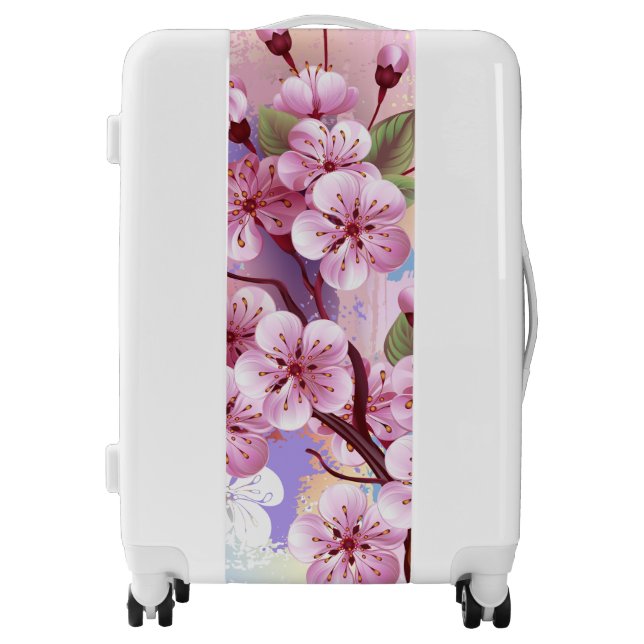 Pink Sakura on Painting Background Luggage (Front)