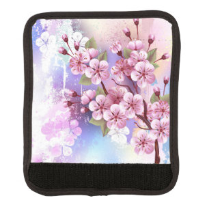 Pink Sakura on Painting Background Luggage Handle Wrap
