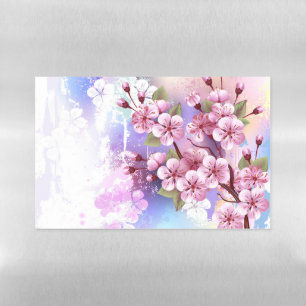 Pink Sakura on Painting Background Magnetic Dry Erase Sheet