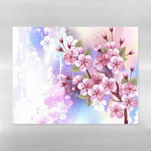 Pink Sakura on Painting Background Magnetic Dry Erase Sheet