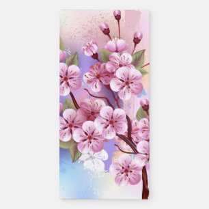Pink Sakura on Painting Background Magnetic Notepad