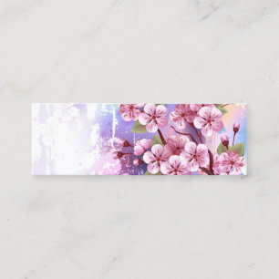 Pink Sakura on Painting Background Mini Business Card