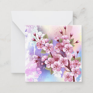 Pink Sakura on Painting Background Note Card