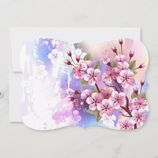 Pink Sakura on Painting Background Note Card (Front)