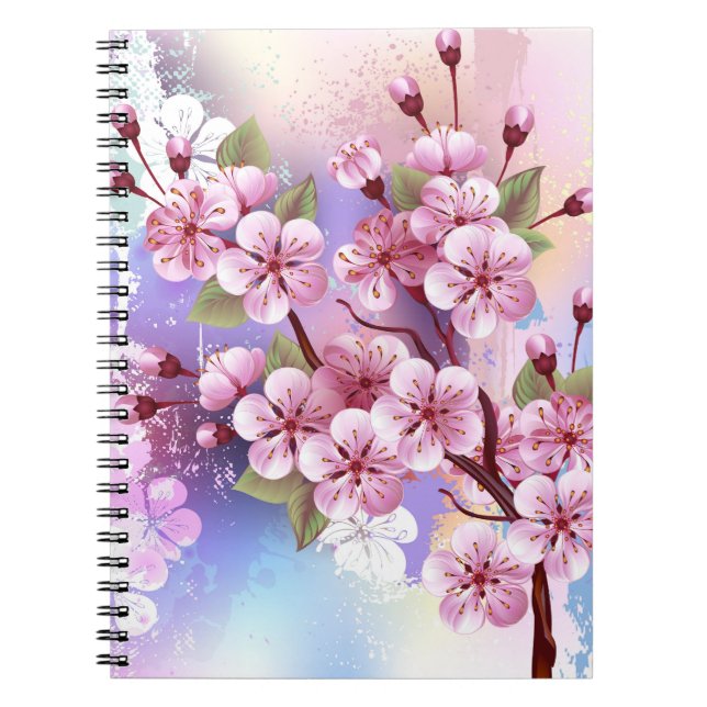 Pink Sakura on Painting Background Notebook (Front)