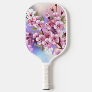 Pink Sakura on Painting Background Pickleball Paddle