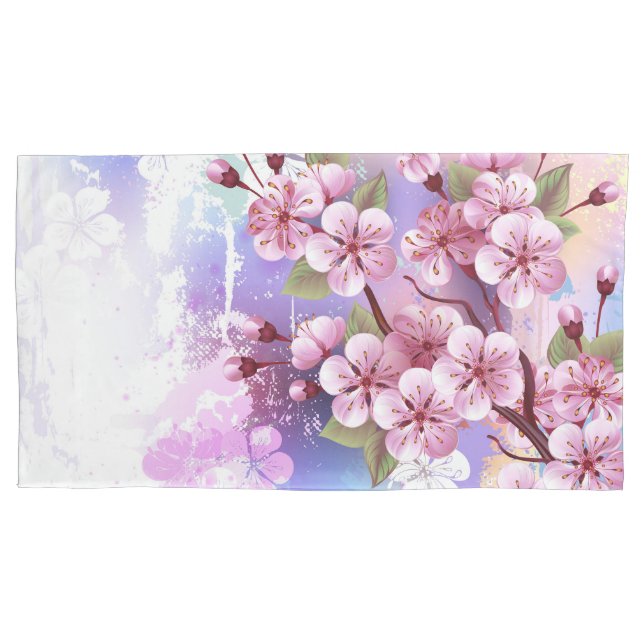 Pink Sakura on Painting Background Pillow Case (Front)