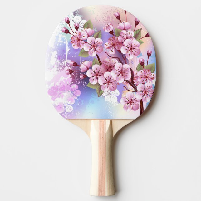Pink Sakura on Painting Background Ping Pong Paddle (Front)