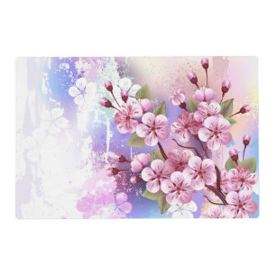 Pink Sakura on Painting Background Placemat
