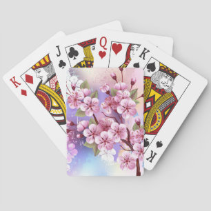 Pink Sakura on Painting Background Poker Cards