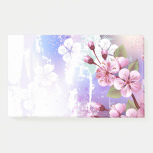 Pink Sakura on Painting Background Post-it Notes