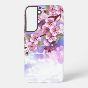 Pink Sakura on Painting Background Samsung Galaxy S22+ Case
