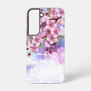 Pink Sakura on Painting Background Samsung Galaxy S22 Case