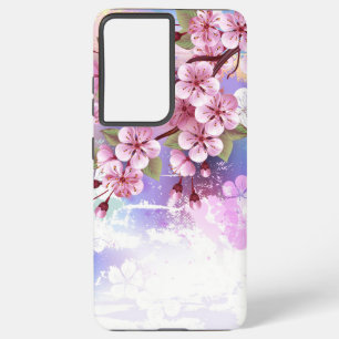 Pink Sakura on Painting Background Samsung Galaxy S21 Ultra Case