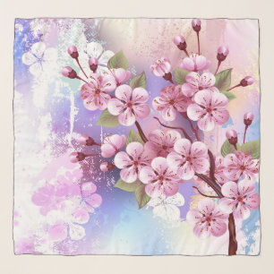 Pink Sakura on Painting Background Scarf