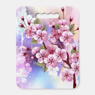 Pink Sakura on Painting Background Seat Cushion