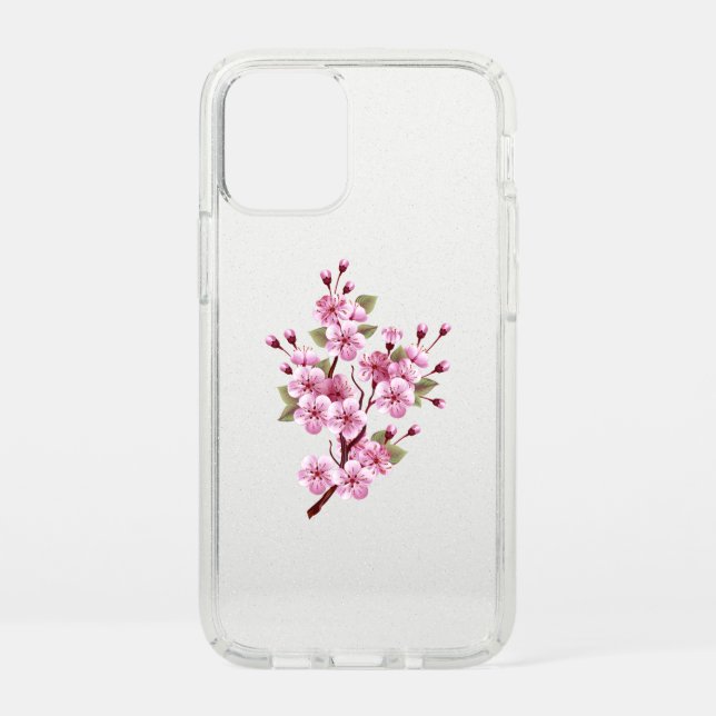 Pink Sakura on Painting Background Speck iPhone 12 Mini Case (Front)