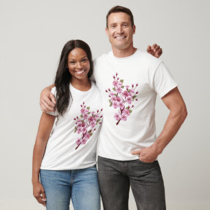 Pink Sakura on Painting Background T-Shirt