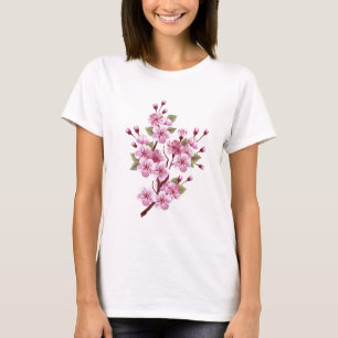 Pink Sakura on Painting Background T-Shirt