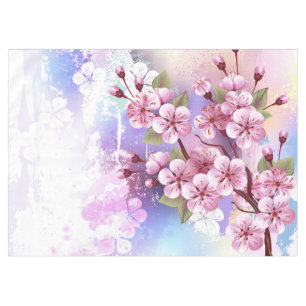 Pink Sakura on Painting Background Tablecloth