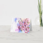 Pink Sakura on Painting Background Thank You Card