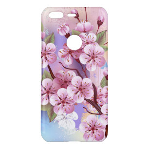 Pink Sakura on Painting Background Uncommon Google Pixel Case