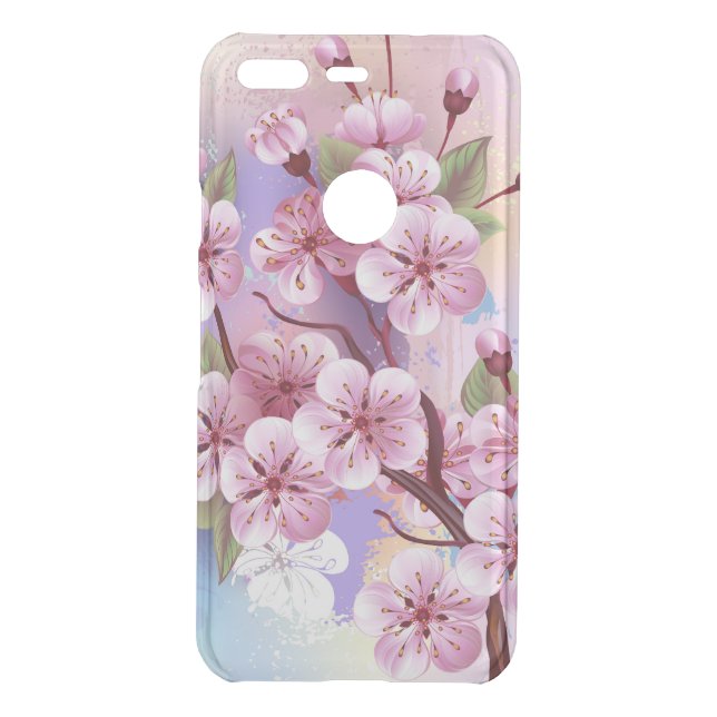 Pink Sakura on Painting Background Uncommon Google Pixel Case (Back)