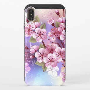 Pink Sakura on Painting Background iPhone XS Max Slider Case