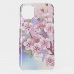 Pink Sakura on Painting Background iPhone 11 Case