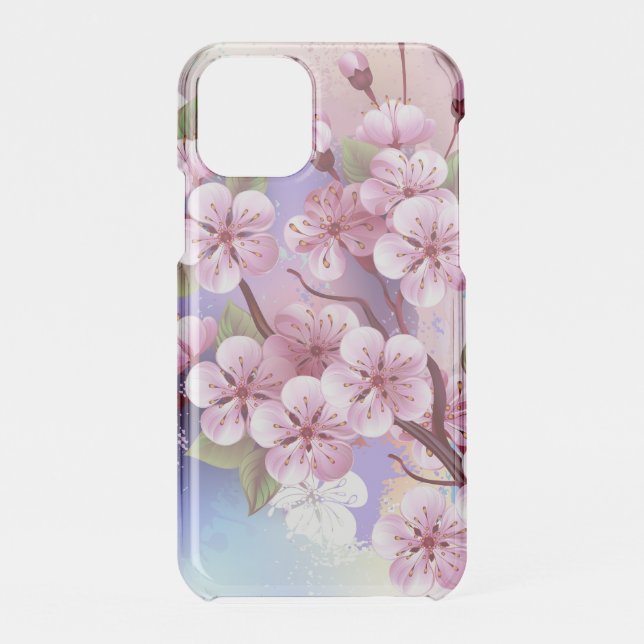 Pink Sakura on Painting Background Uncommon iPhone Case (Back)