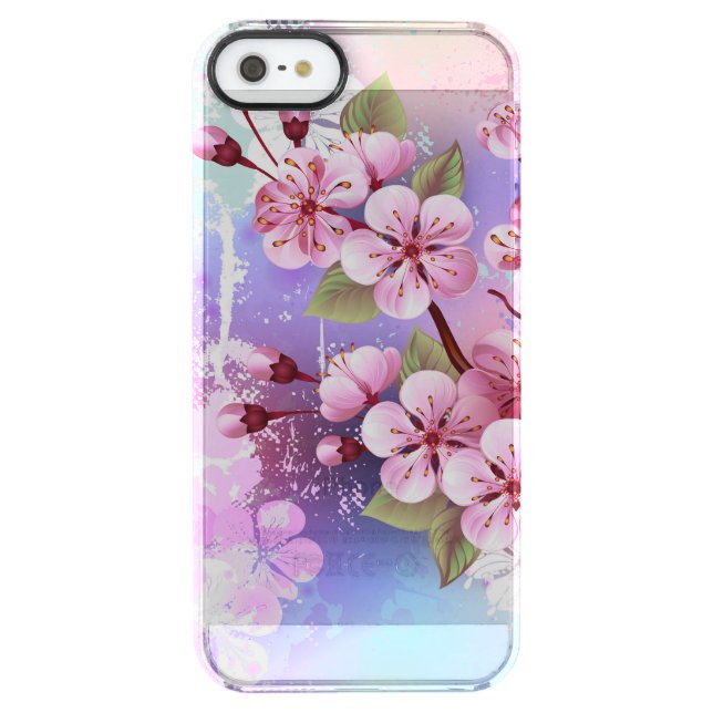 Pink Sakura on Painting Background Uncommon iPhone Case (Back)