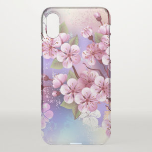 Pink Sakura on Painting Background iPhone X Case