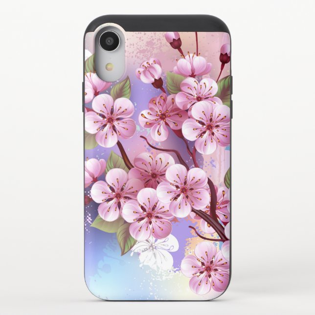 Pink Sakura on Painting Background Uncommon iPhone Case (Back)