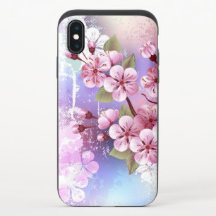Pink Sakura on Painting Background iPhone X Slider Case