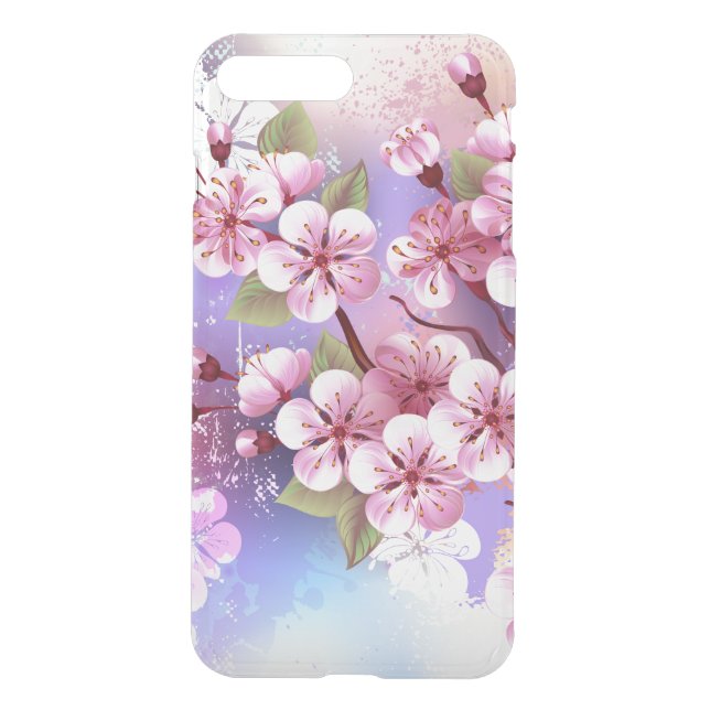 Pink Sakura on Painting Background Uncommon iPhone Case (Back)