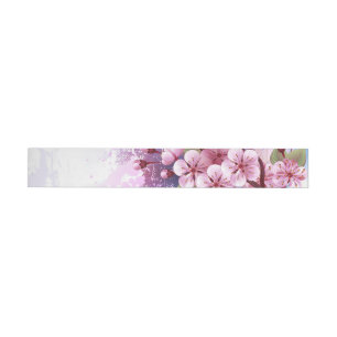 Pink Sakura on Painting Background Wrap Around Address Label