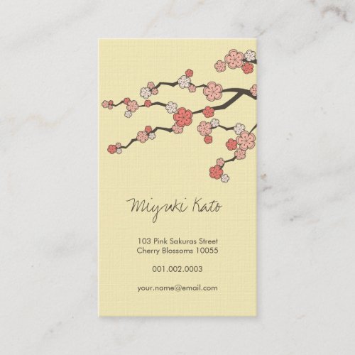 Pink Sakura Oriental  Zen Chinese Cherry Blossoms Business Card