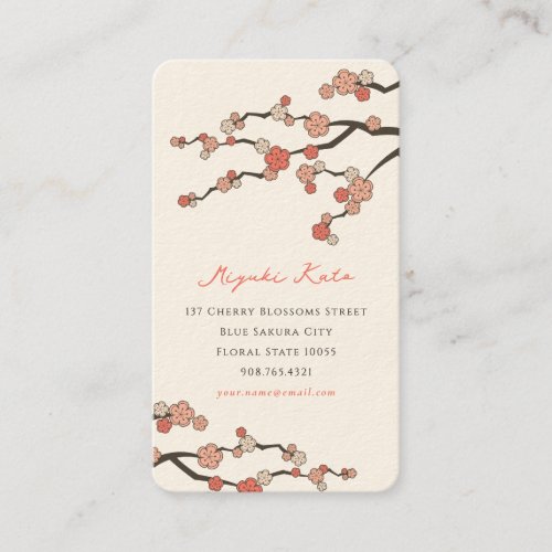 Pink Sakura Oriental  Zen Chinese Cherry Blossoms Business Card Template