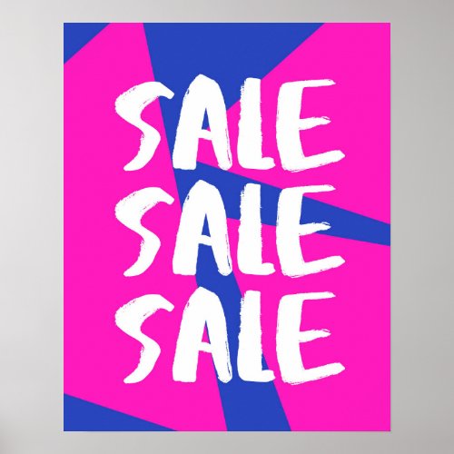 Pink Sale Sign Bright Retail Store Signage Large Poster