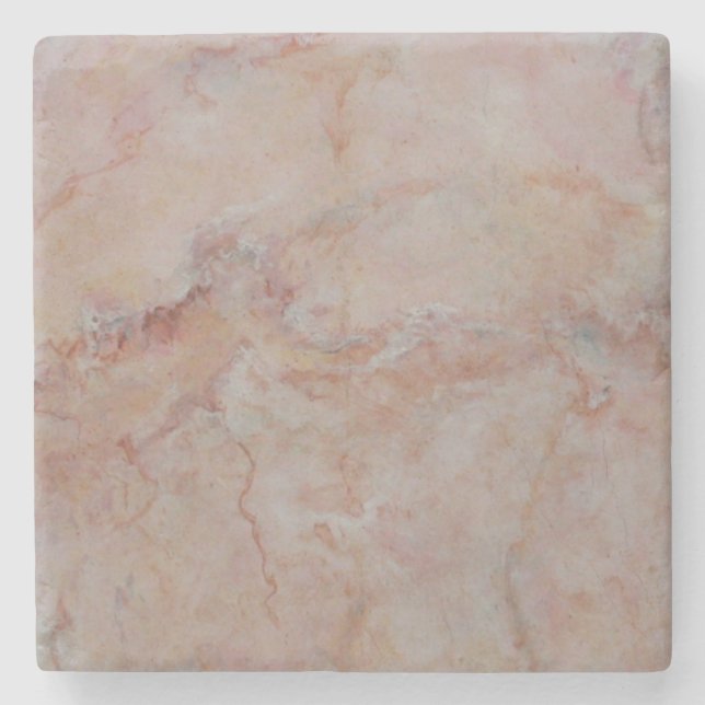 Pink Salmon Coral Marble Stone Finish Coaster (Front)