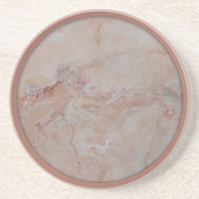 Pink salmon coral trim marble coasters (Front)