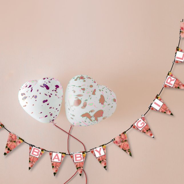 Pink Salmon Heirloom Rose Floral Patten Baby Girl Bunting Flags (Creator Uploaded)