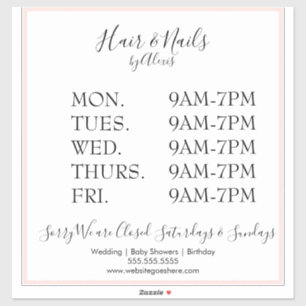Pink Salon Business Sign Sticker