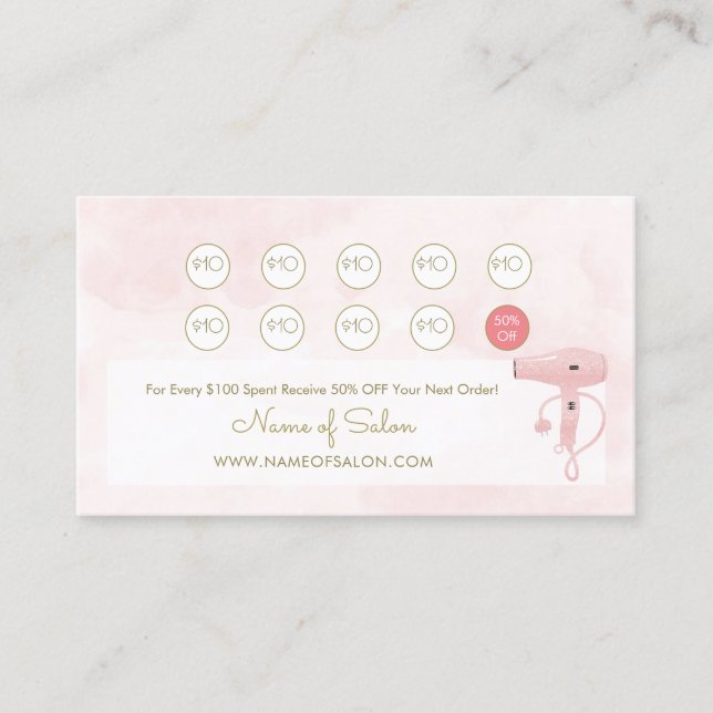 Pink Salon Loyalty Rewards Card (Front)