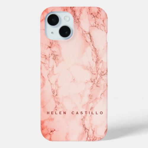 Pink Salt Marble Personalized Sleek and Stylish iPhone 15 Case