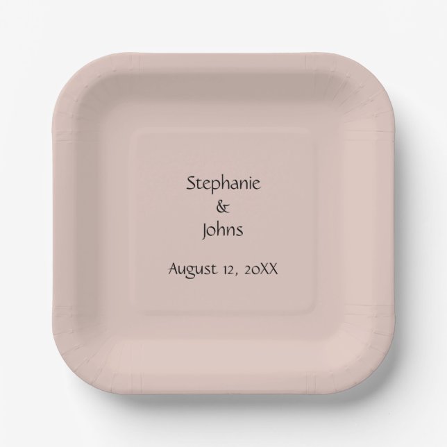 Pink Salt Wedding Custom Couple Name Monogram Cool Paper Plates (Front)